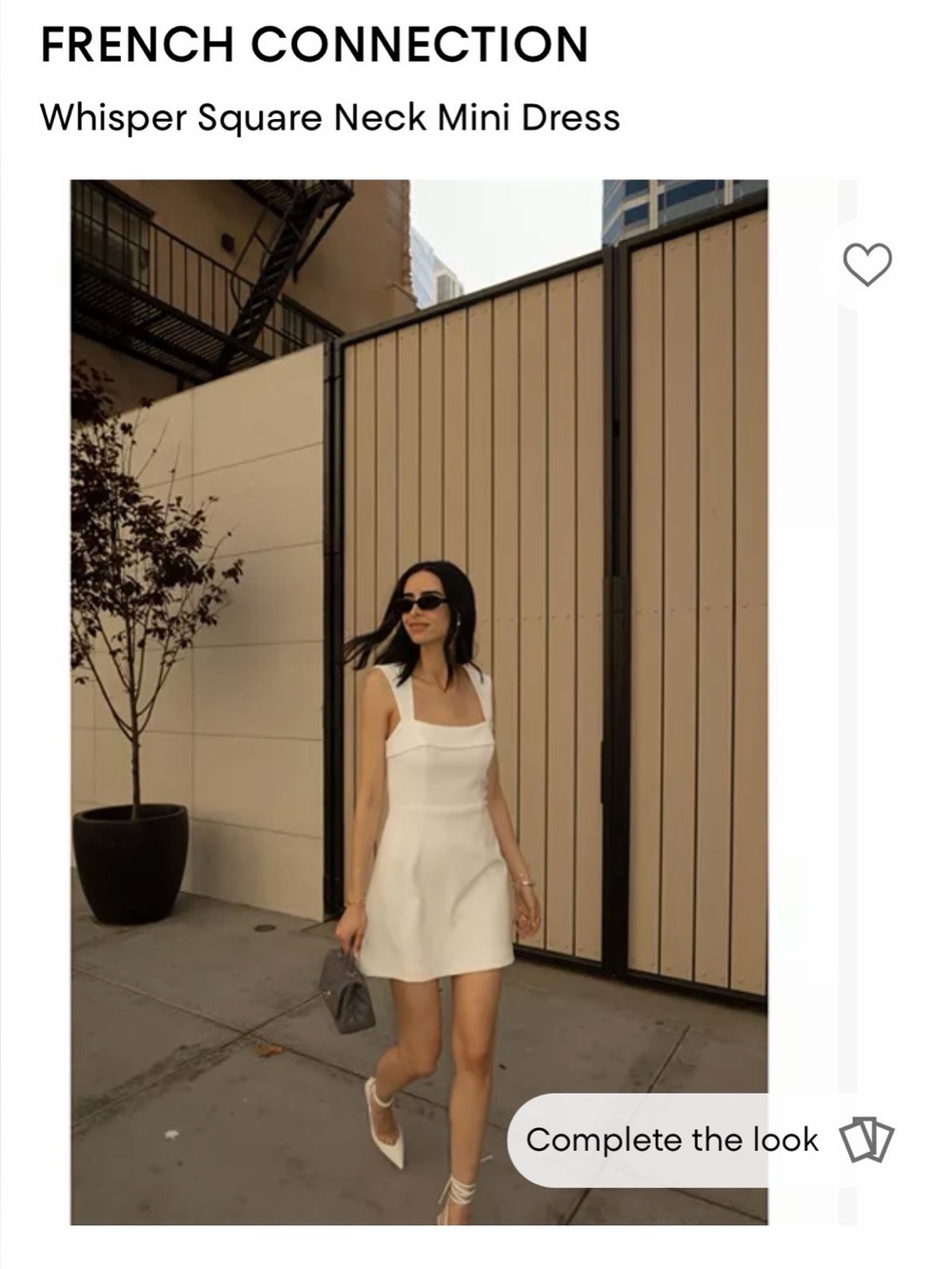 French Connection Whisper Square Neck Mini Dress - White